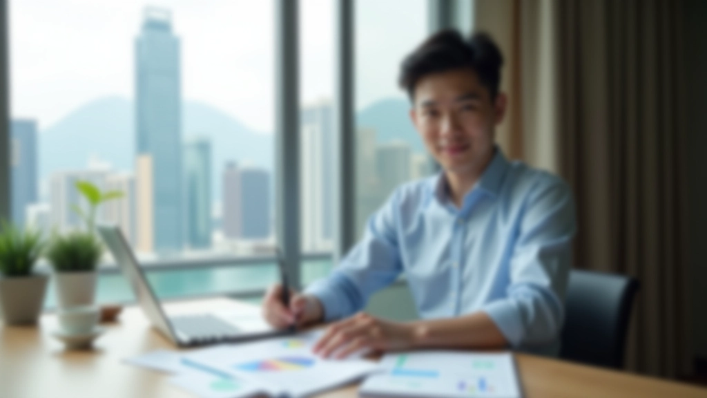 Young professional at desk with financial documents and laptop, planning retirement strategy